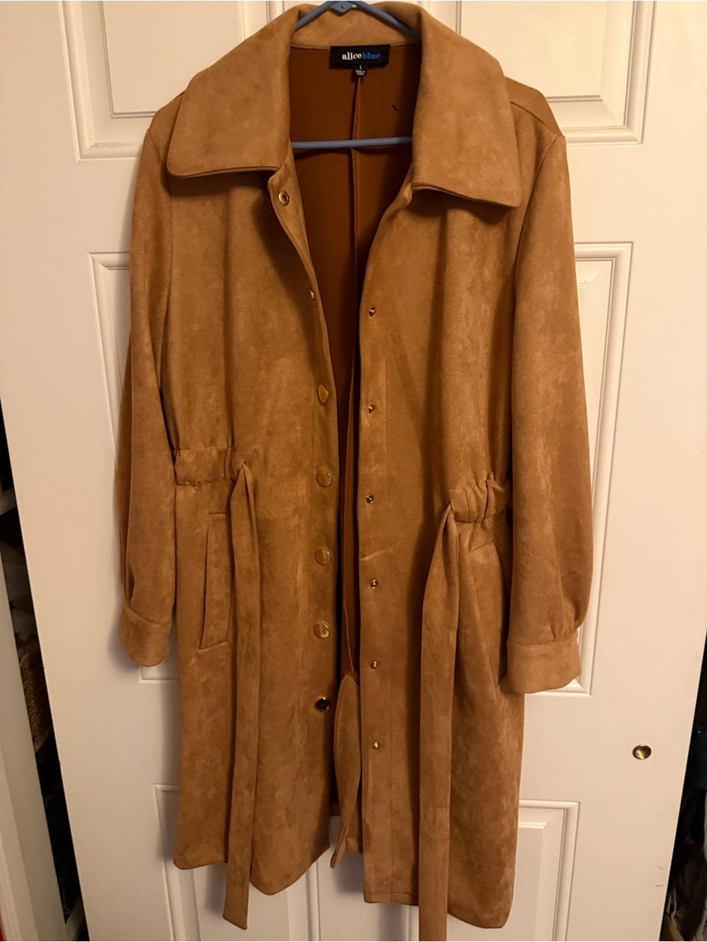 alice blue  Tan Suede-Look Trench Coat
